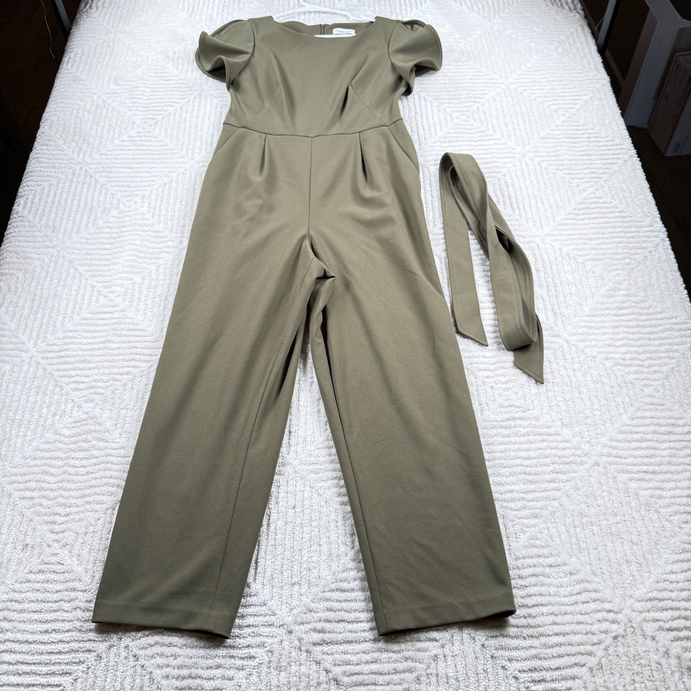 Calvin Klein Jumpsuit Women's 8 Olive Green Belted Work Office Career Capsule
